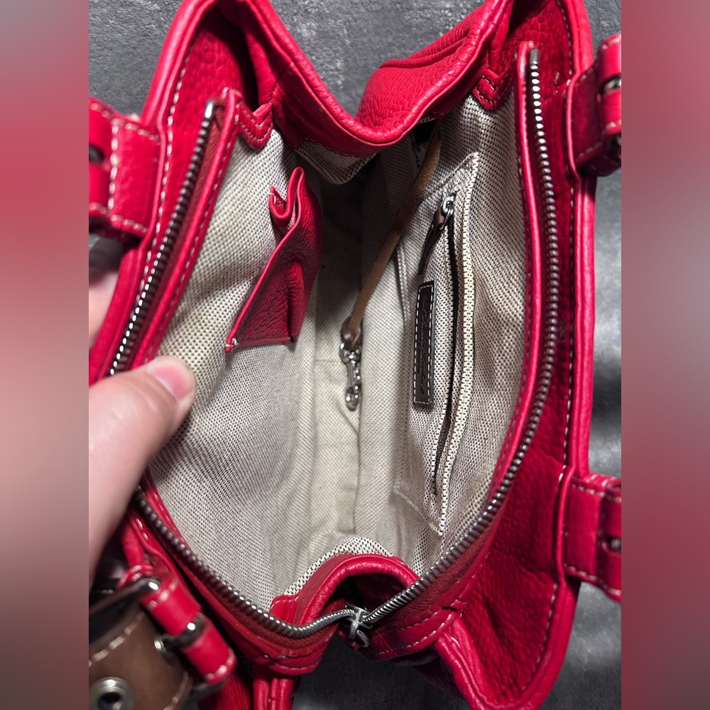 RARE Dooney & Bourke Red Top Handle Leather Satchel Manufacturer Sample Bag - Picture 8 of 13